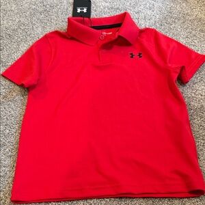 Under Armour Red Boys' Short Sleeve Polo with Black Logo